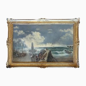 Edward Priestley, The Escape Seascape, huile sur toile, années 1800, encadré