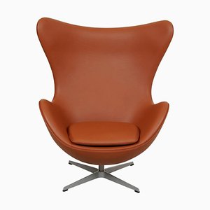 Egg Chair in Walnut Nevada Aniline Leather by Arne Jacobsen for Fritz Hansen