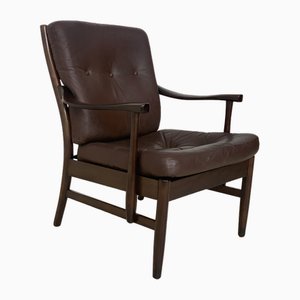 Dänischer Sessel aus schwarzem Leder