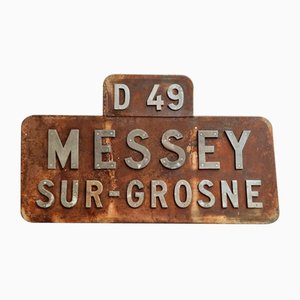 Vintage French Place Name Sign Messey-Sur-Grosne