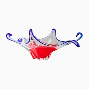 Red-Blue Murano Bowl by Fratelli Toso, 1970s