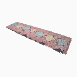 Pink Morocco Decor Wool Neutral Hand Knotted Runner Rug