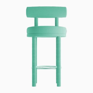 Collector Moca Bar Chair in Boucle Teal by Studio Rig