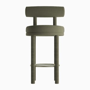 Chaise de Bar Collector Moca en Boucle Olive par Studio Rig
