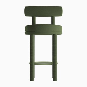 Chaise de Bar Collector Moca Vert Boucle par Studio Rig