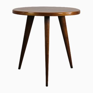 Mesa de centro italiana redonda de madera de nogal de Gio Ponti, años 50