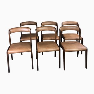 Skandinavische Vintage Stühle aus Holz & Skai, 1960, 6er Set