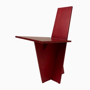 Chaise Moderne en Contreplaqué Rouge, 1980s