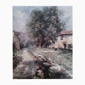 Tony Gardella, Sentier Corse et Olivier, Oil on Canvas, Framed
