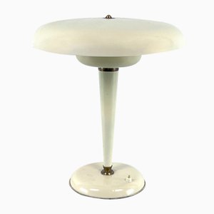Mid-Century Italian Ministerial Desk Lamp in Brass and Ivory Lacquer, 1950s