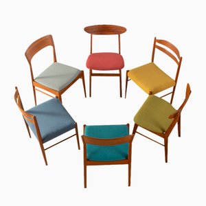 Dining Chairs with Solid Teak Frames, 1960s, Set of 6