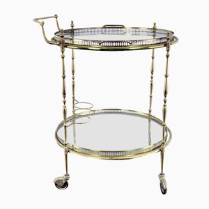 Mid-Century Modern Italian Brass and Glass Bar Service Cart by Cesare Lacca, 1950s