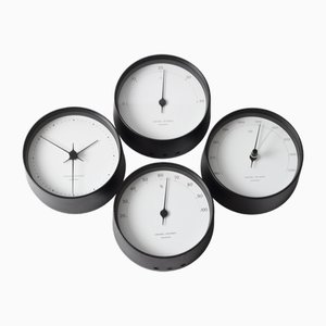 Weather Station with Clock by Henning Koppel for Georg Jensen, 1980s, Set of 4