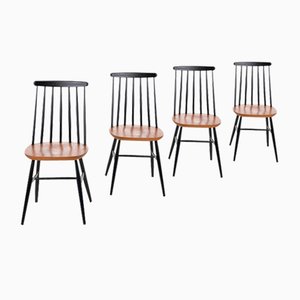 Wooden Spindle Chairs, 1960s, Set of 4