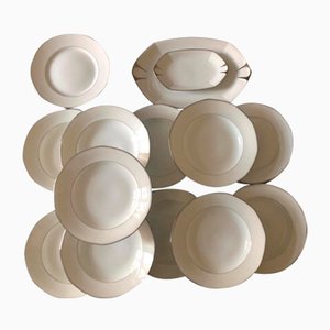 Art Deco Porcelain Dinner Plates by Jean Boyer for Limoges, 1920s, Set of 15