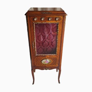 Louis XVI Style Showcase with Marquetry and Porcelain