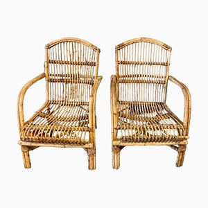 Vintage Bamboo Armchairs, Spain, Set of 2