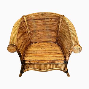 Vintage Cane and bamboo Armchair, Spain, 1980s