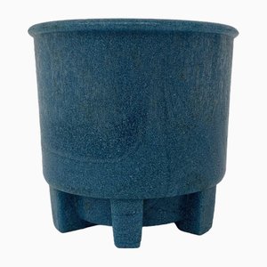 Antique Leerdam Copier cactus pot in blue graniver glass , 1928