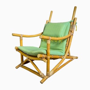 Mintgrüner Vintage Bambus Stuhl