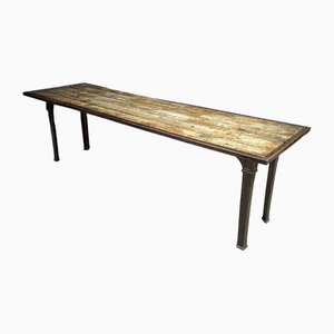 Industrial Dining Table in Cast Iron and Shipwood
