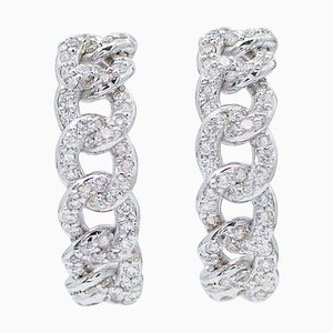 Modern 18 Karat White Gold Earrings with Diamonds, Set of 2
