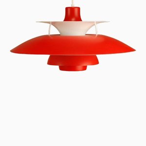 Lámpara colgante PH5 en rojo de Louis Poulsen, Dinamarca