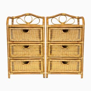 Tiroirs Vintage en Osier, 1980s, Set de 2