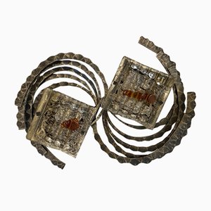 Brutalistische Applikation aus Schmiedeeisen & Glas, 1960er