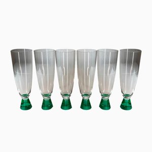Champagne Flutes in Murano Glass by Carlo Moretti, Set of 6
