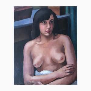 Henry Meylan, Jeune femme posant nue, Huile sur Toile