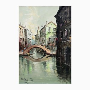 Bruno Martini, Venise, 1973, Huile sur Toile, Encadrée