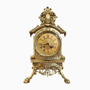 Antique Victorian Mantle Clock in Ornate Brass, 1880