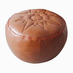 Pouf in Brown Synthetic Leather, 1970s