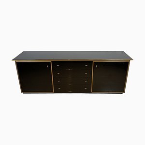 Black Lacquered Sideboard with Shaped Wood by Pierre Cardin for Roche Bobois, 1970s