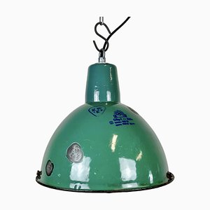 Lampe d'Usine Industrielle en Émail Vert, 1960s