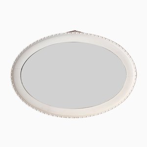 Miroir Vintage Ovale avec Cadre en Bois Peint en Blanc
