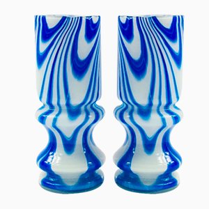Italian Pop Art Marbled Murano Glass Vases by Carlo Moretti, 1970s, Set of 2