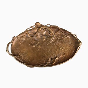 Vassoio da gioielli Art Nouveau in bronzo dorato, fine XIX secolo