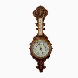 Victorian Carved Oak Banjo Barometer, 1880s