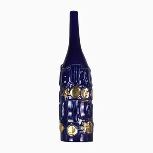 Decorative Bottle in Blue Ceramic by Gio Ponti for Cooperativa Ceramica Imola, Italy, 1993