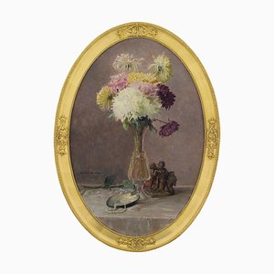 Ella Wetzko-Ehrenberger, Natura morta con crisantemi, anni '20, olio, con cornice