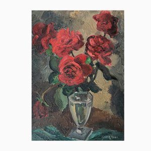 Stéphanie Caroline Guerzoni, Bouquet de roses, Huile sur Toile
