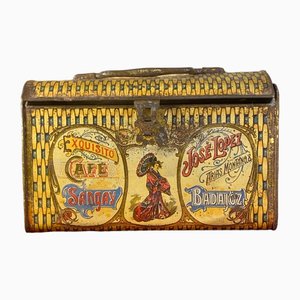 Antique Art Nouveau Tin Box with Sangay Coffee Advertising