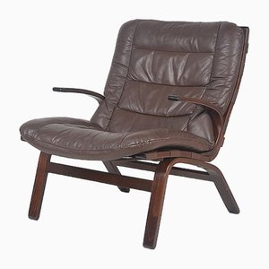 Danish Leather Lounge Chair attributed to Farstrup Møbler, 1970s