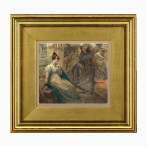 Edgar Bundy RA, The Wallflower, 1890er, Aquarell