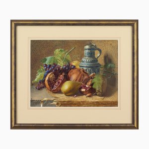W Clansmore, Natura morta con frutta e brocca, 1861, acquerello