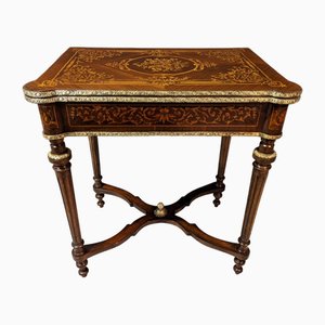 Mesa de juegos estilo Napoleon III de marquetería, años 20