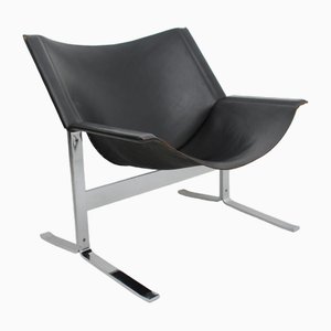 Poltrona in pelle di Clement Meadmore per Leif Wessman Associates, Inc. NY New York, anni '60