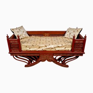 Banc Barreaudée en Teck, Chine, 1800s